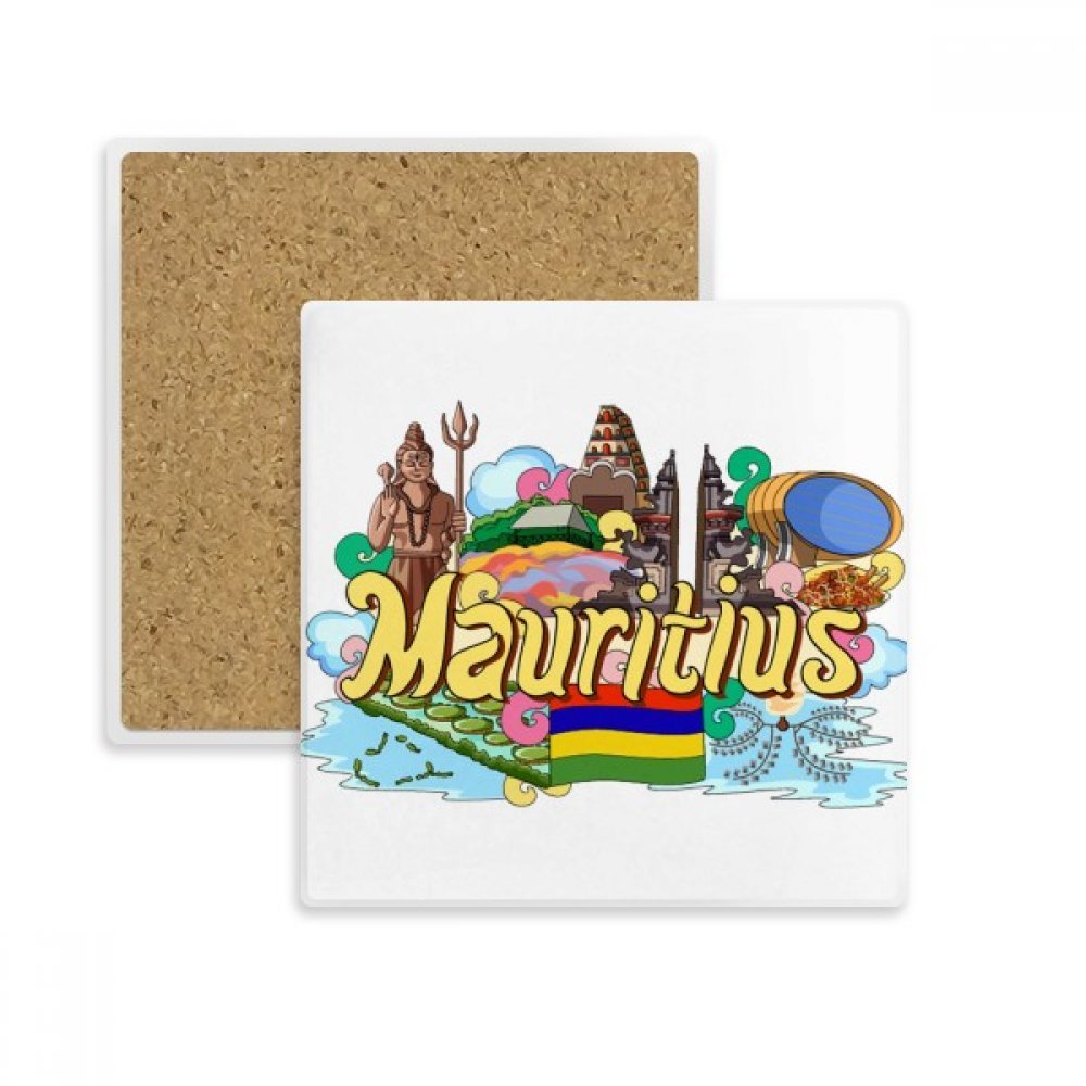 DIYthinker Seven Coloured Earth Mauritius Graffiti Square Coaster Cup Mug Holder Absorbent Stone for Drinks 2pcs Gift