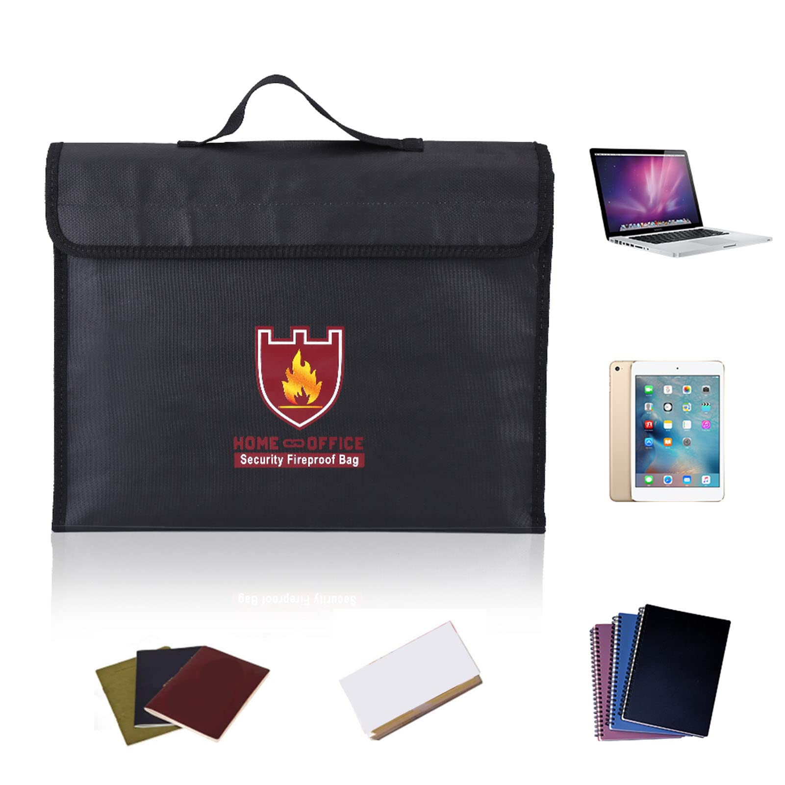 Borsa ignifuga con doppio rivestimento in alluminio e tessuto di vetro per batterie Lipo, documenti e denaro (38 * 28 * 7,5 CM)