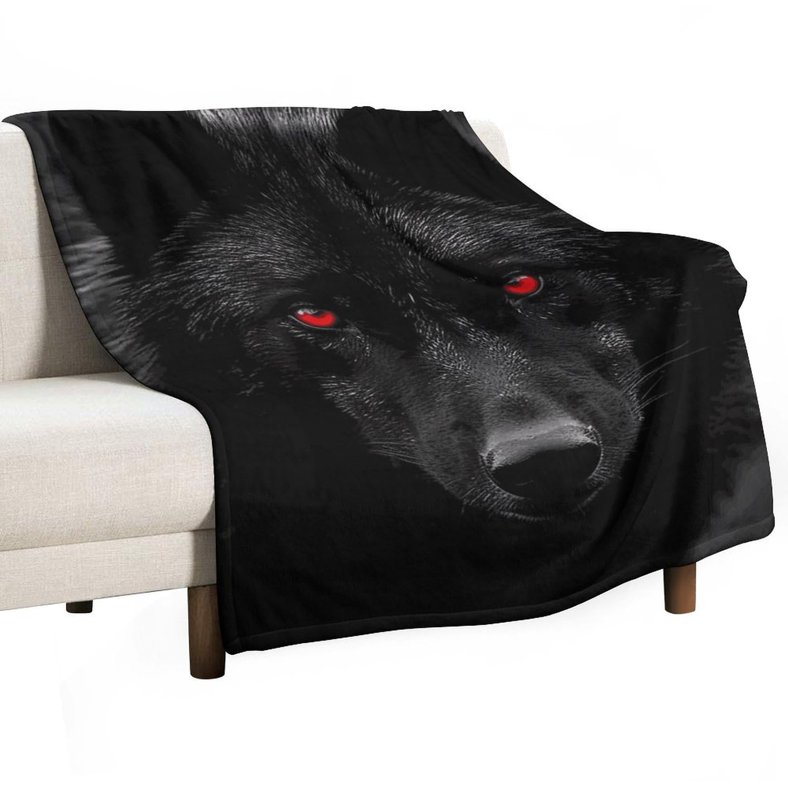 Couverture loup haut de gamme en flanelle noire douce et confortable 152x203cm