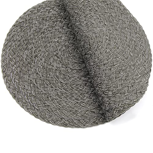 Image of SHACOS Round Braided Placemats Set of 6 Thick Woven Placemats Washable 15 inch Circle Place Mats Non Slip Table Mats for Dining Table, Gray White