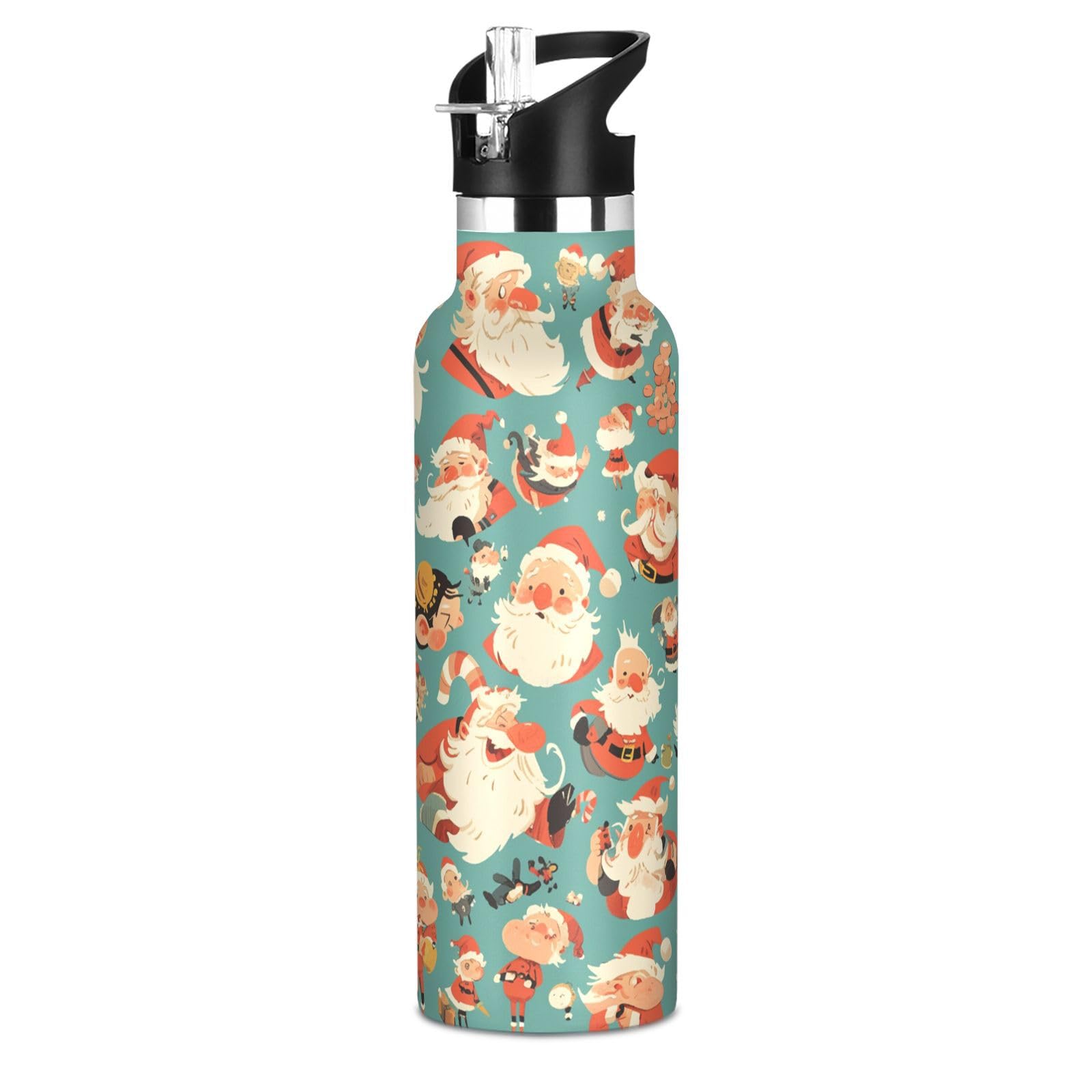 Kaaviyo Boys Pattern Playful Santas Fun Festive Water Bottle Stainless Steel Jug Insulated Vacuum Cup For Girls(600Ml)