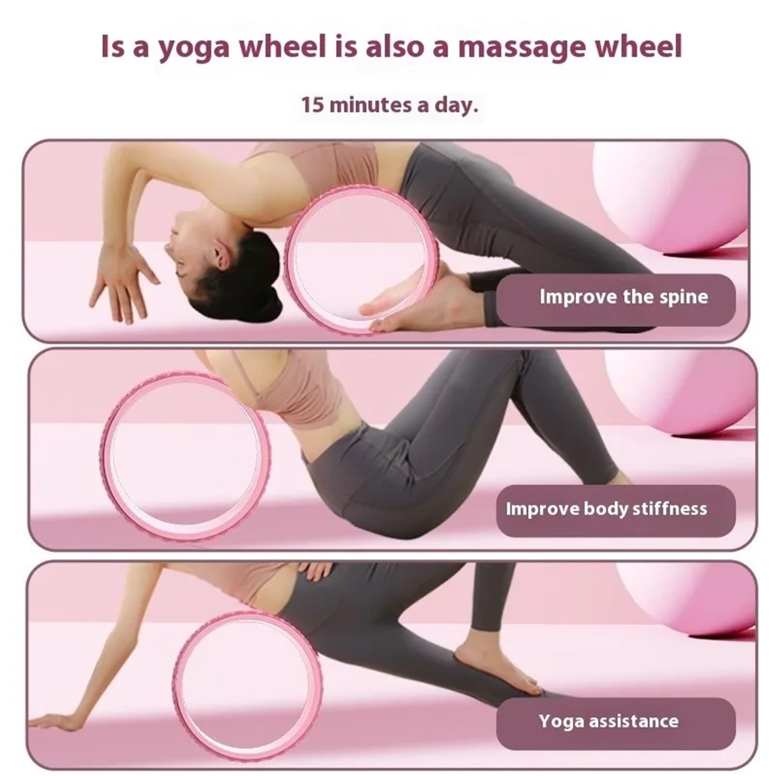Rueda Circular para Yoga Rueda de Yoga, Anillo Pilates, Accesorios Gimnasio for el hogar, Equipo Ejercicio, círculo Fitness, Masaje Muscular, Rodillo Entrenamiento Espalda