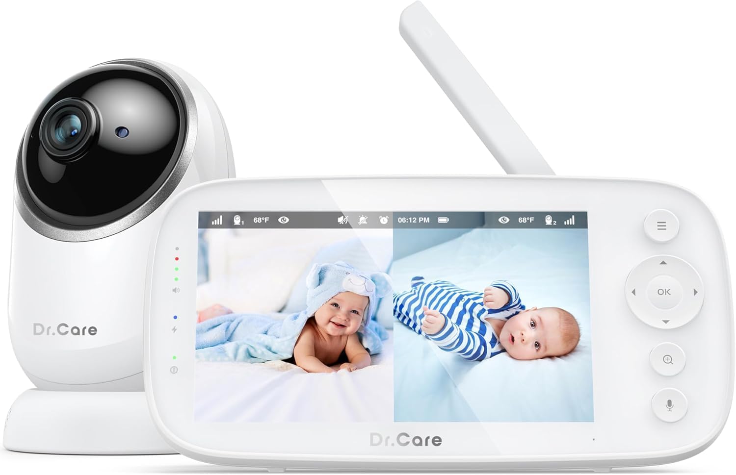 Product image of Dr.Care NovaView Video Baby Monitor - 5” 1080P Display, Ultra-Low Radiation, 5000mAh Battery, Clear Night Vision, Real-Time/VOX, 2X/4X Zoom, 1000ft Range, 2-Way Audio, Pan & Tilt, No WiFi Baby Camera