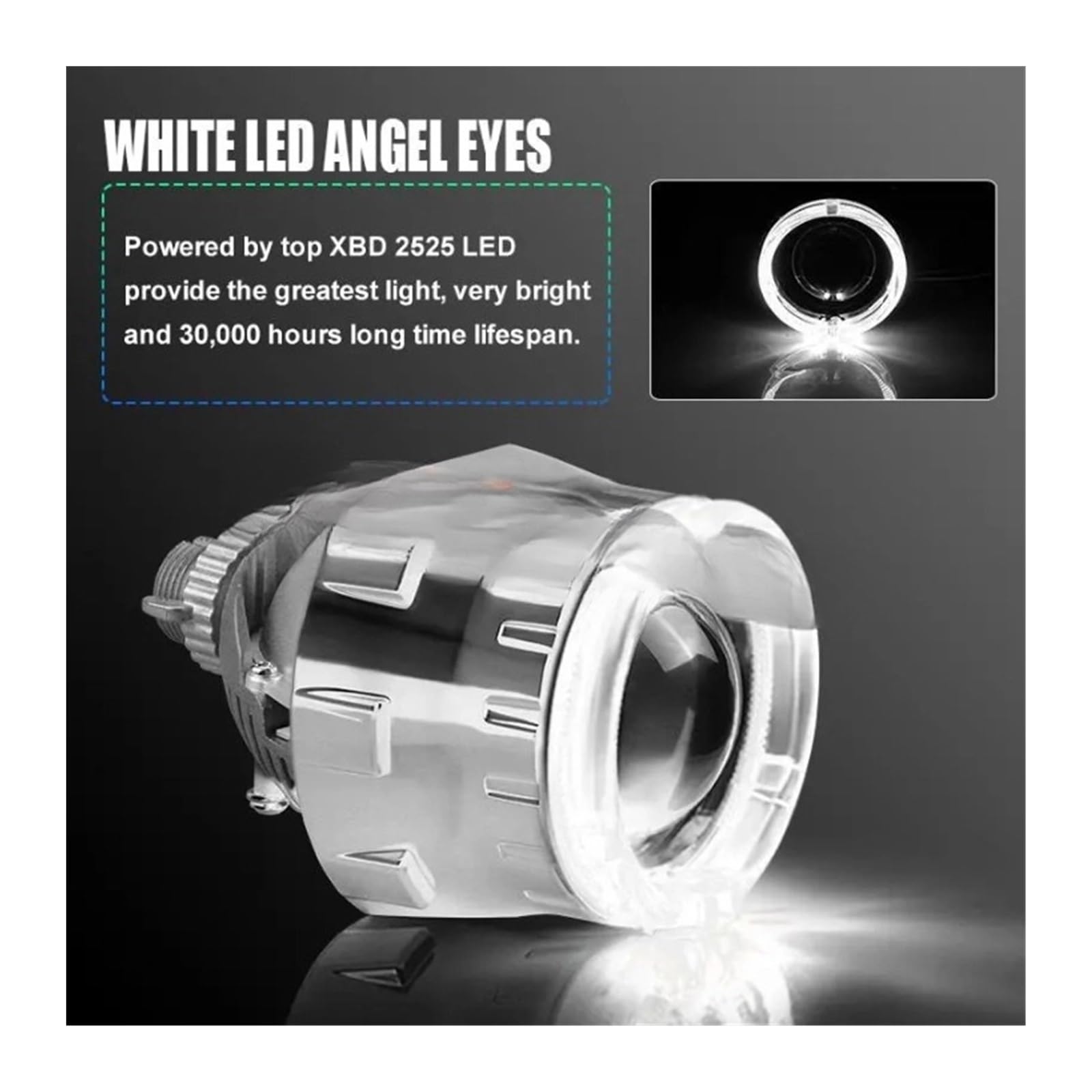 2 Projecteurs Bi-LED 12V 40W 2.5 Pouces - Conversion Phares H4/H7/9005 - 6000K Blanc Froid