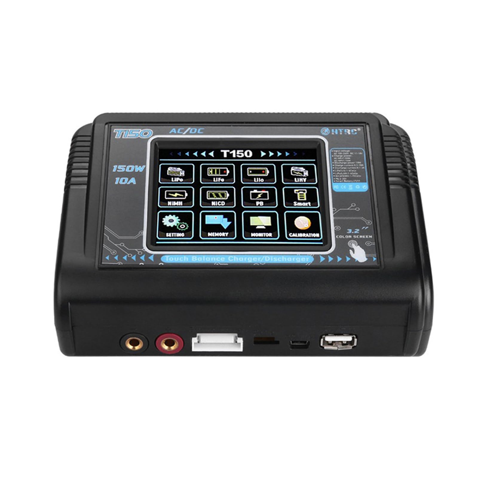 PUSLAKO HTRC T150 LiPo Battery Balance Charger RC Car Discharger 150W 10A 1-6S AC/DC for Li-ion Life NiCd NiMH LiHV PB Smart Battery