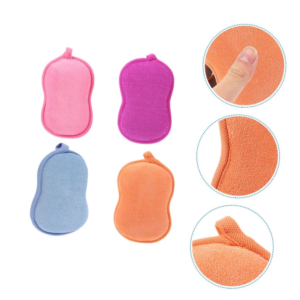 Healeved 8piezas Esponjas De Baño Para Bebés Forma De Cacahuete De Morado Esponjas Duras y Suaves Para Duchas y Baños Promueven Una Piel Saludable y Relajante