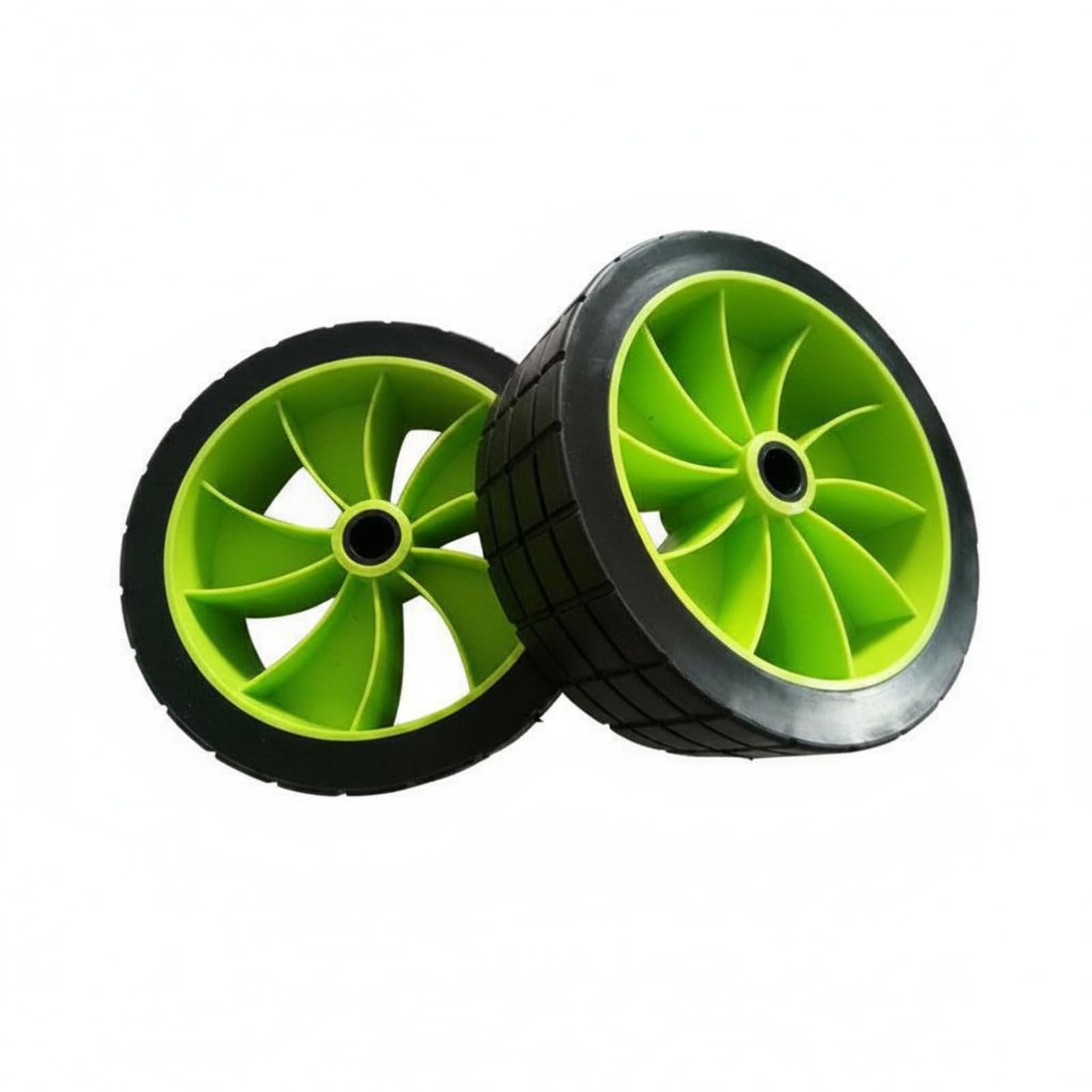 Milageto 2 Piezas Rueda Remolque Kayak Carrito Portaequipos Ruedín Playa Neumático Sólido PU con Tracción en Arena y Suelo Irregular Adecuada para, Verde, M