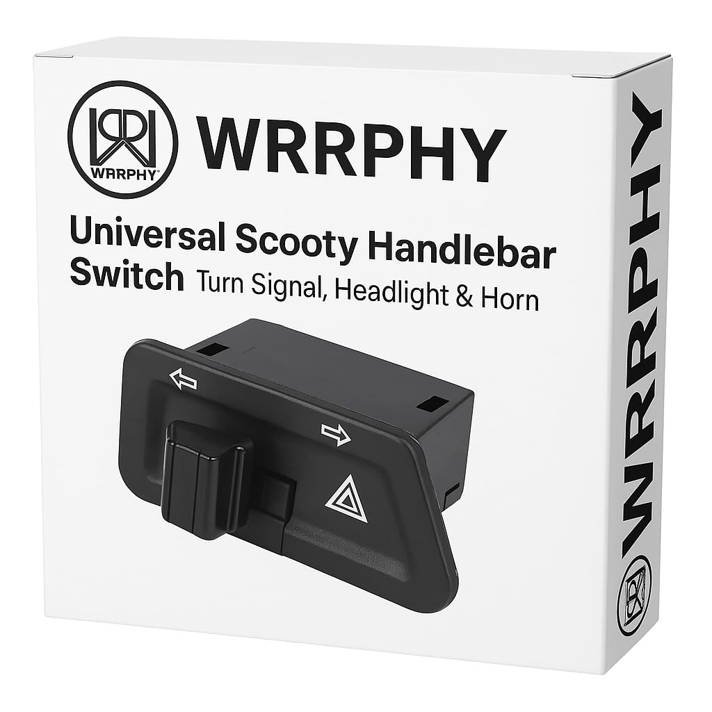 Wrrphy® Hazard 2 Way Switch Universal Indicator With Parking Indicator With Parking Hazard Switch Four Indicator Motorcycle Hazard Warning Light Switch, Control Handle, 120 Volts, Black