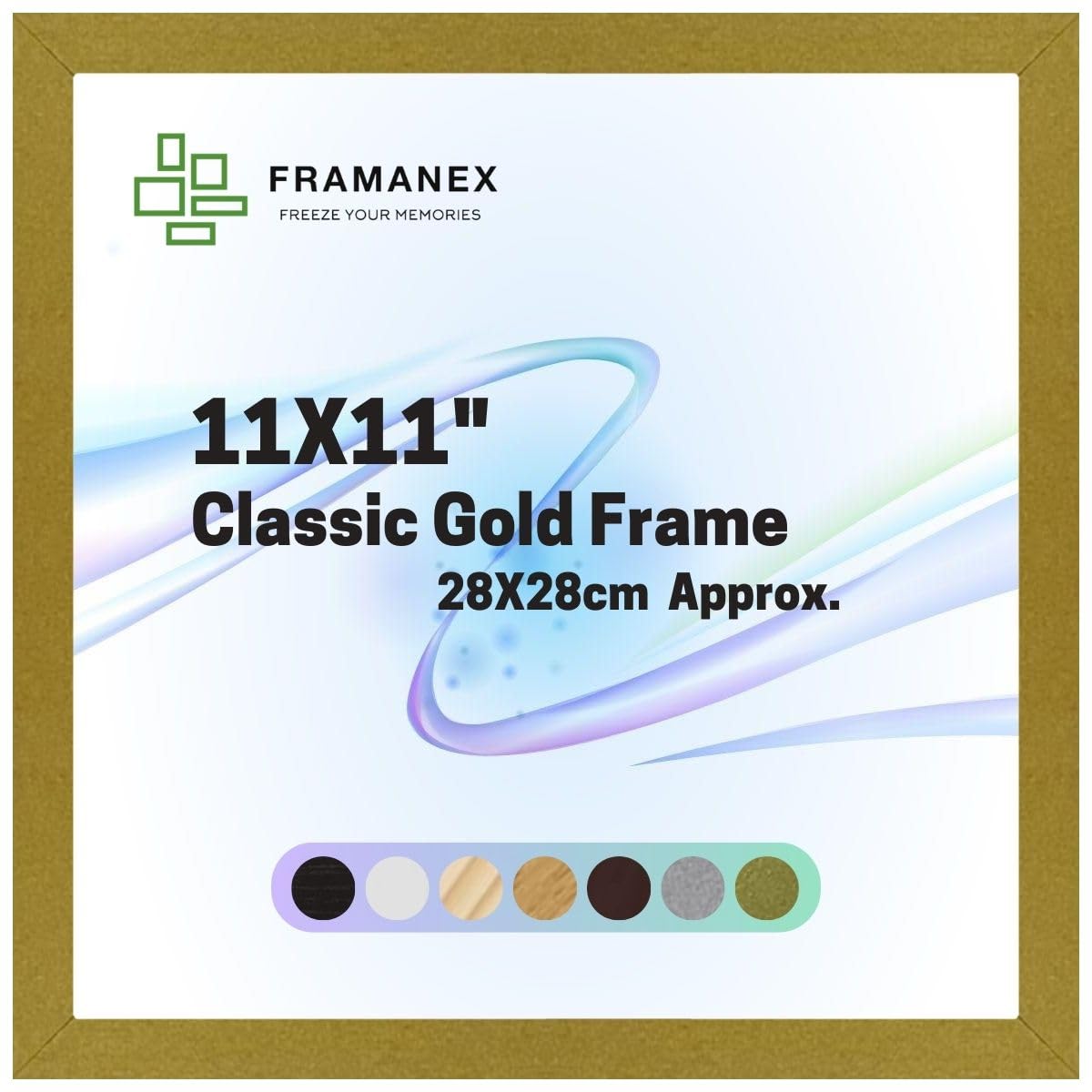 FRAMANEX Modern Dome Shape Frames | Gold Colour 11X11 Picture Photo Poster Frames | 11X11 Inch Square Picture Frame | Beautify Your Walls with SD Mold Wood Finish Photo Frame โ image 1