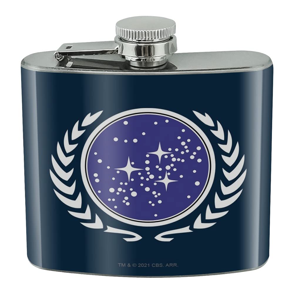 Star Trek United Federation of Planets Logo Stainless Steel 5oz Hip Drink Kidney Flask