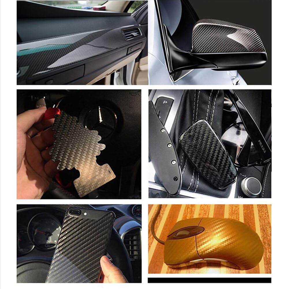 5D Film Autocollant Étanche De Voiture Adhésif Vinyle En Fibre De Carbone 3M X 0.3M Imperméable Antiadhésive Pour Voiture,Ordinateur,Coque De Smartphone,Moto (Red,50cmX400cm