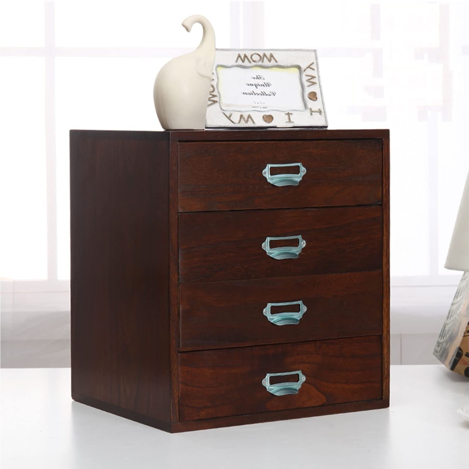 Archivador De Escritorio - Caja De Almacenamiento De Madera Maciza - Organizador De Escritorio, Caja De Almacenamiento con Cajones De Madera Maciza, Organizador