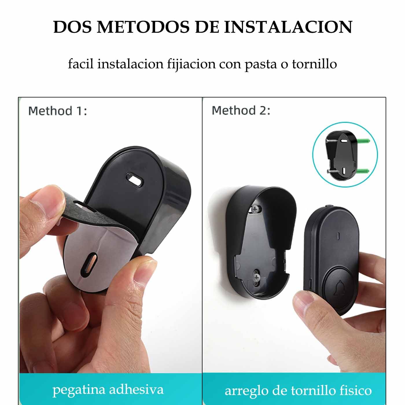 Timbre Inalámbrico Exterior Impermeable, Kit Timbre Puerta Ip66 Impermeable (Blanco)