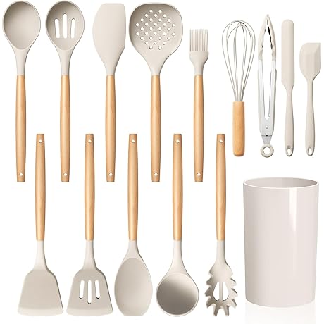 LIANYU 15-Piece Kitchen Cooking Essential Utensil Set with Practical Holder for Optimal Kitchen Organization