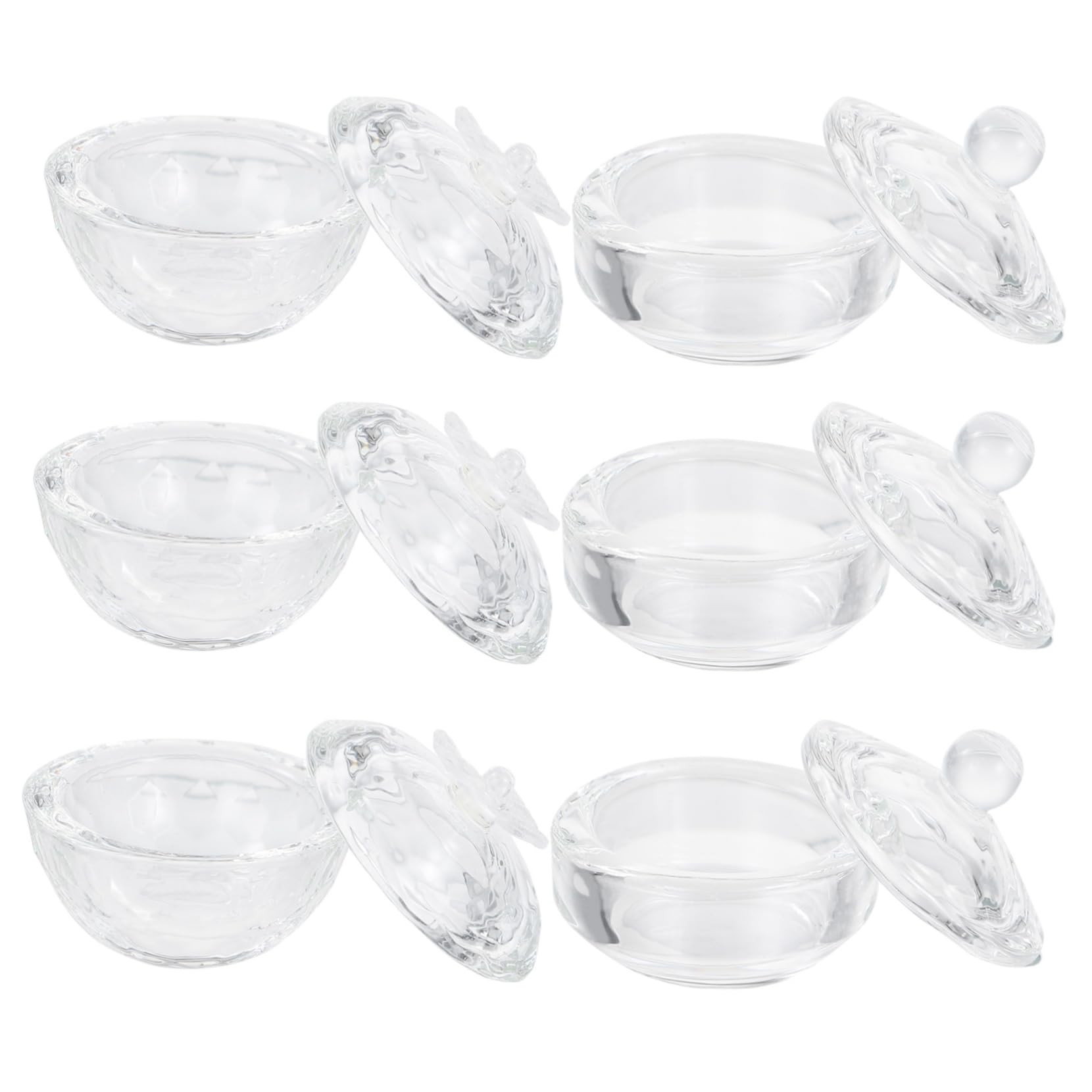 CALLARON Nail Pen Wash Cup 6pcs Crystal Nail Cups for Manicure Pedicure Mini Acrylic Container
