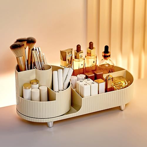Miniatura 7 de Organizador de maquillaje giratorio, vitrina cosmética de gran capacidad, fácil de sostener todos tus productos de maquillaje, al menos 20 brochas