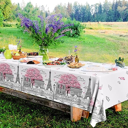 Image of Paris Party Decorations, 3Pcs Paris Themed Party Tablecloth Plastic Table Cloth for Birthday Wedding Baby Shower