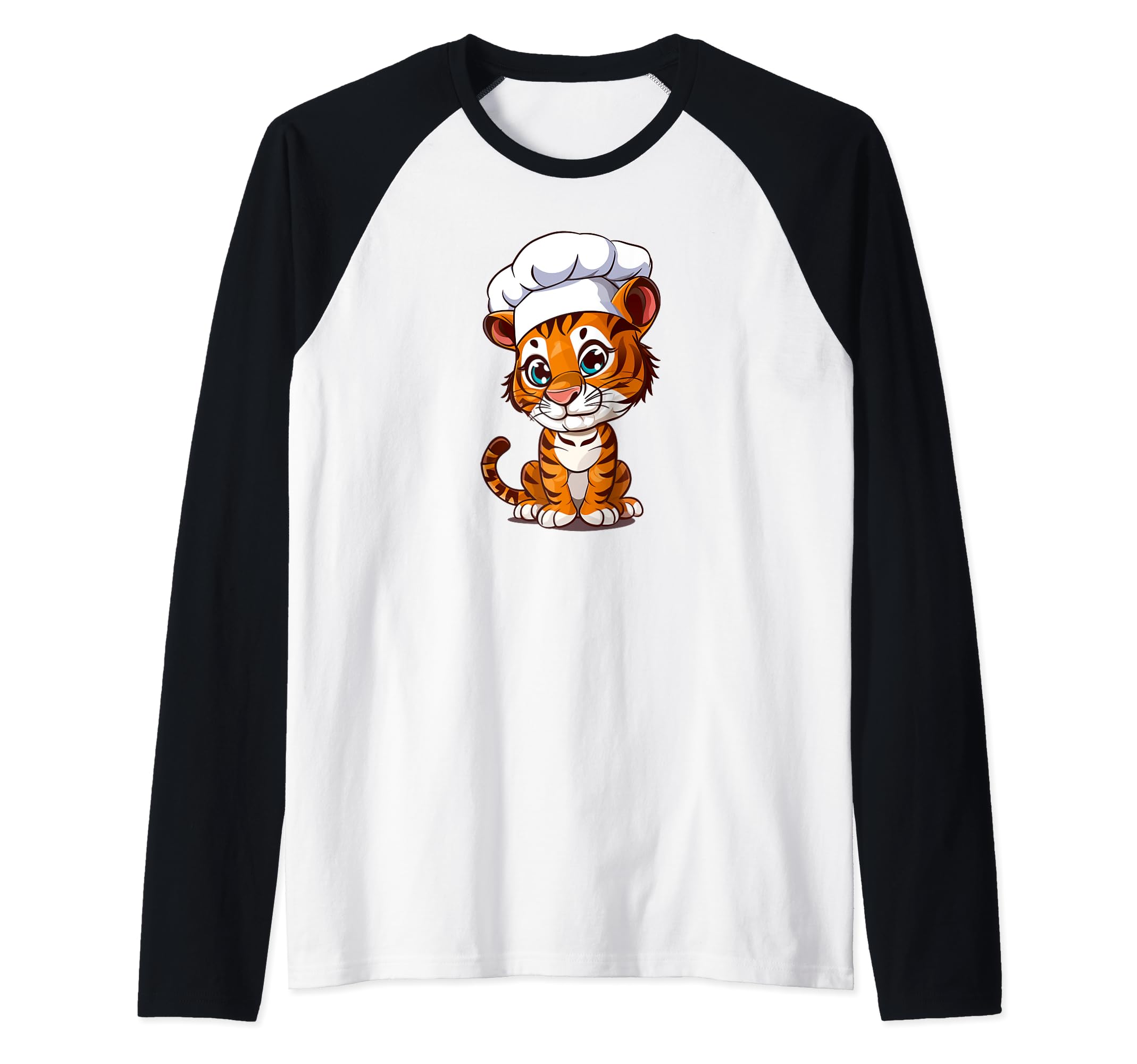 Chef Tiger - Cute Tiger In A Chef's Hat Tiger Chef Raglan Baseball Tee