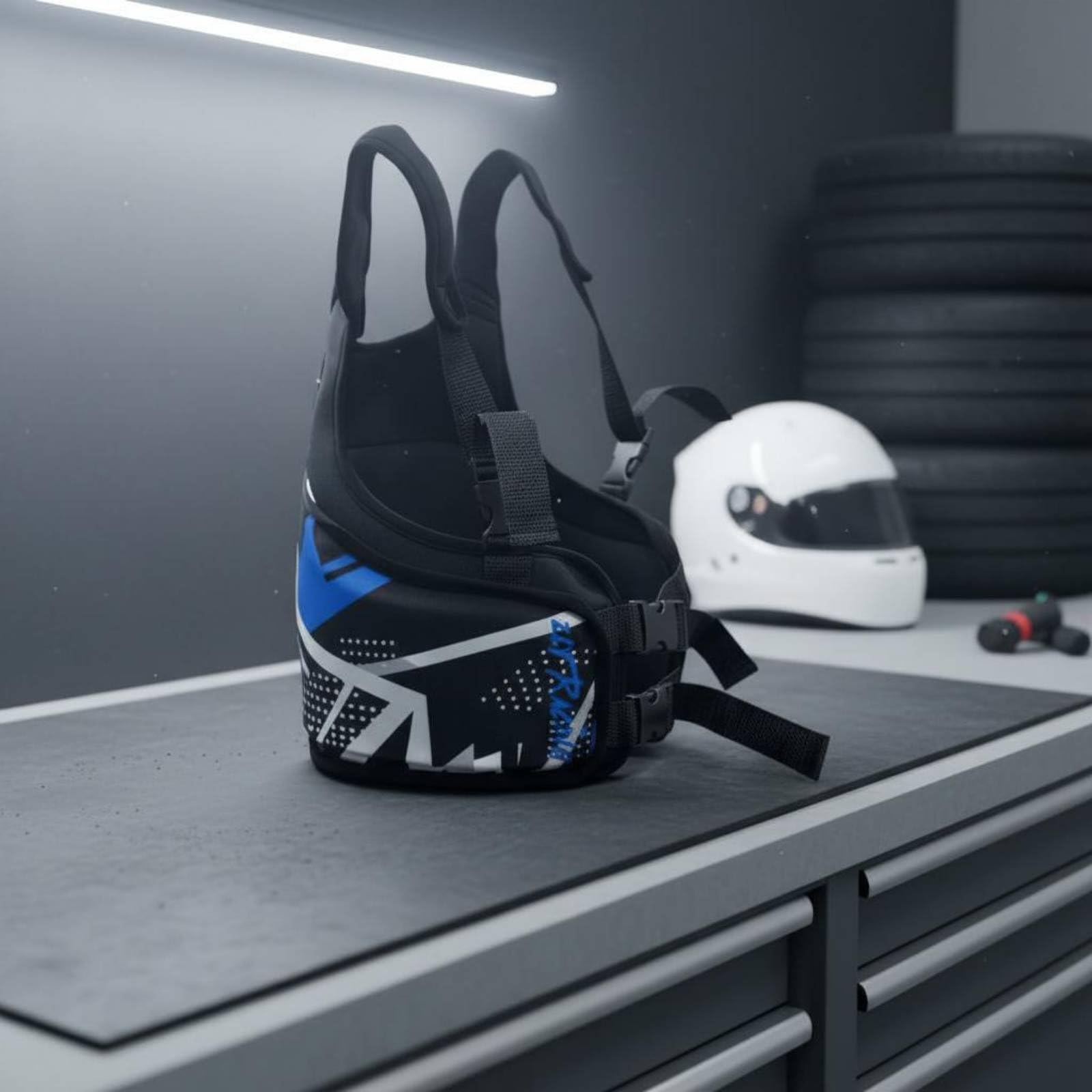 Go-Kart Rippenschutz stoßdämpfend Karting Rippenprotektor verstellbar Rippenschutzweste für Erwachsene, Rennfahrer, Blau, Erwachsen