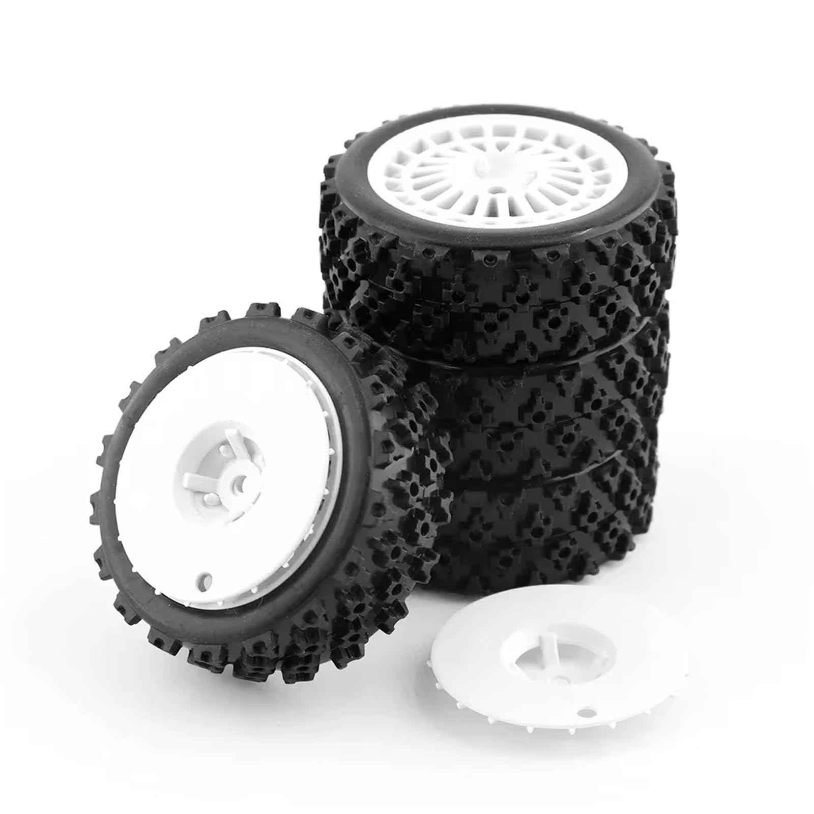 RC Car Pneumatico Ruota Compatibile con Tamiya XV01 TA06 per TT01 TT01E per TT02 per TT02B 1/10 RC per Ricambi per Auto da per Corsa Accessori 72mm Gomma per Pneumatici Ruota(White Disc)