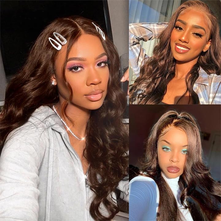 #4 Brown Bundles Human Hair Chocolate Brown Body Wave 3 Bundles 12 14 16 inch Real Color #4 Body Wave Human Hair Extensions 150g Dark Brown Bundles - Image 2