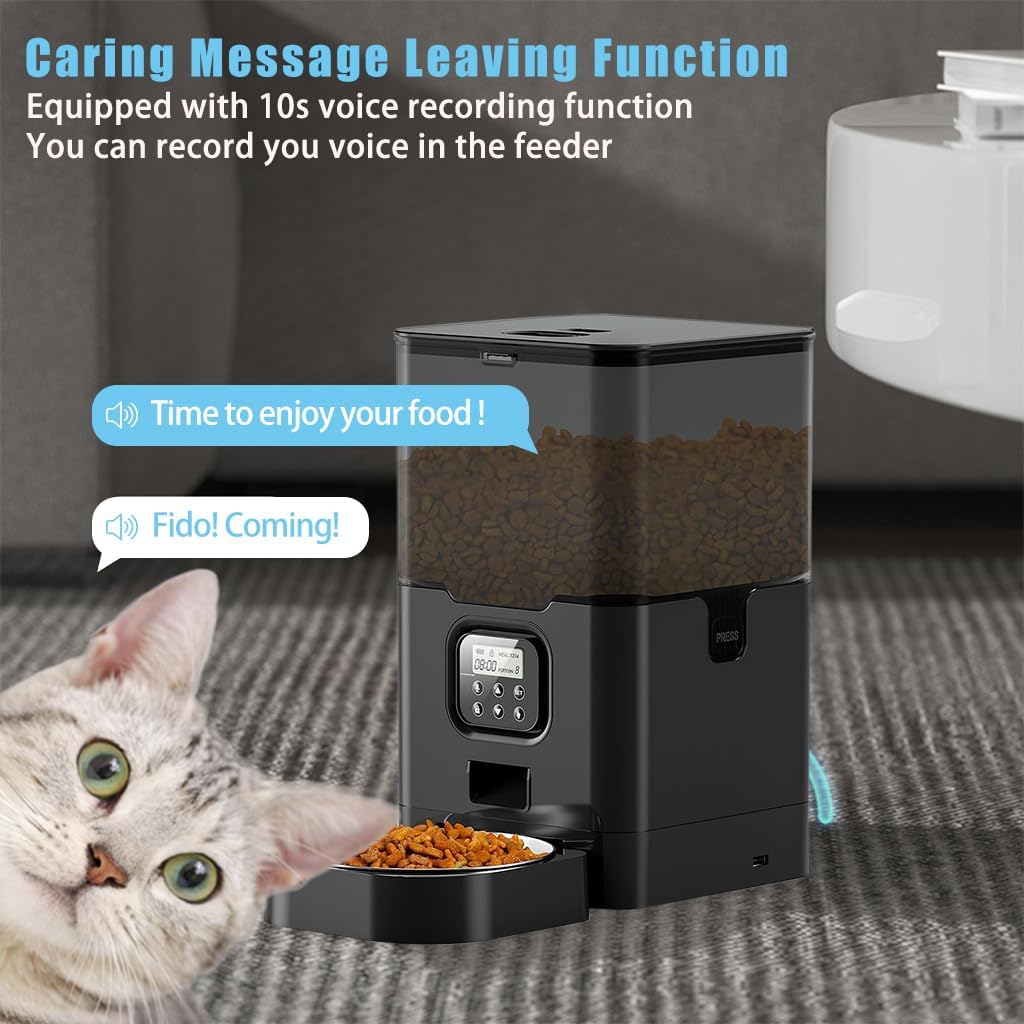 SHOPOBOX Automatic Feeder for Dogs Cats, 4L Automatic Feeder with Stainless Steel Bowl Smart Dry Food Dispenser, Food Dispenser with Timer & Portion Control for Medium & Small Pets 1