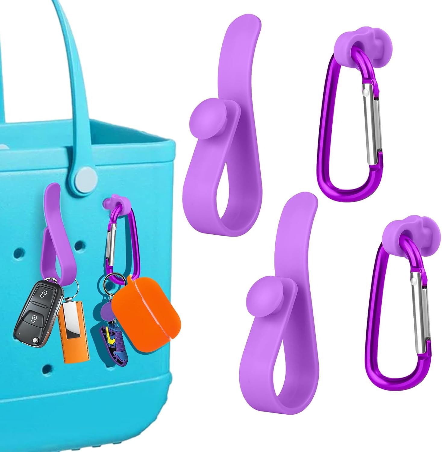 Accessoires pour sac Bogg violet pour organiser vos clés et charms lors des sorties plage