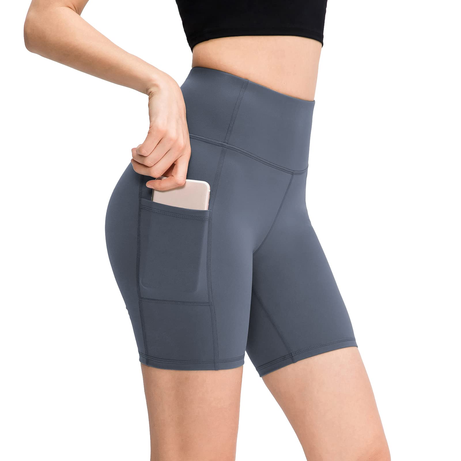 HomyComy Pantalones Cortos Deportivos para Mujer Mallas Elásticas Leggings de Alta Cintura para Fitness Yoga Correr Secado Rápido