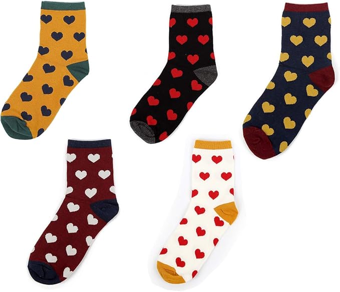 Amazon エーアイドット 靴下 レディース クルー丈 可愛い柄 5色セット 5足組 カジュアル 面白い ソックス 婦人用 ハート 靴下 通販 Amazon エーアイドット 靴下 レディース クルー丈 可愛い柄 5色セット 5足組 カジュアル 面白い ソックス 婦人用 ハート 靴下 通販