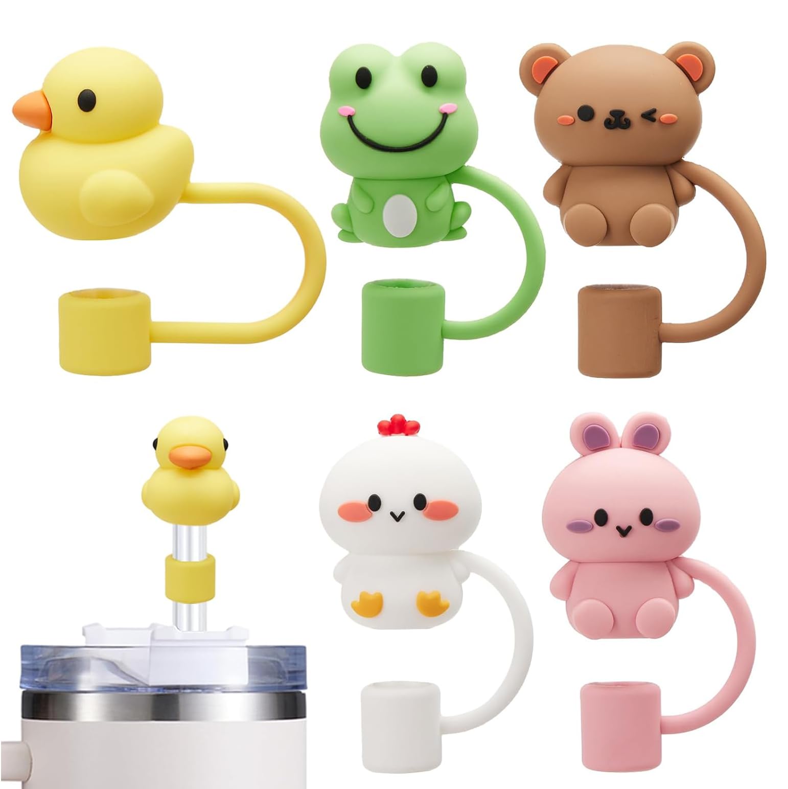 AUAUY 4pcs Couvre Paille Réutilisables, Portable Bouchon