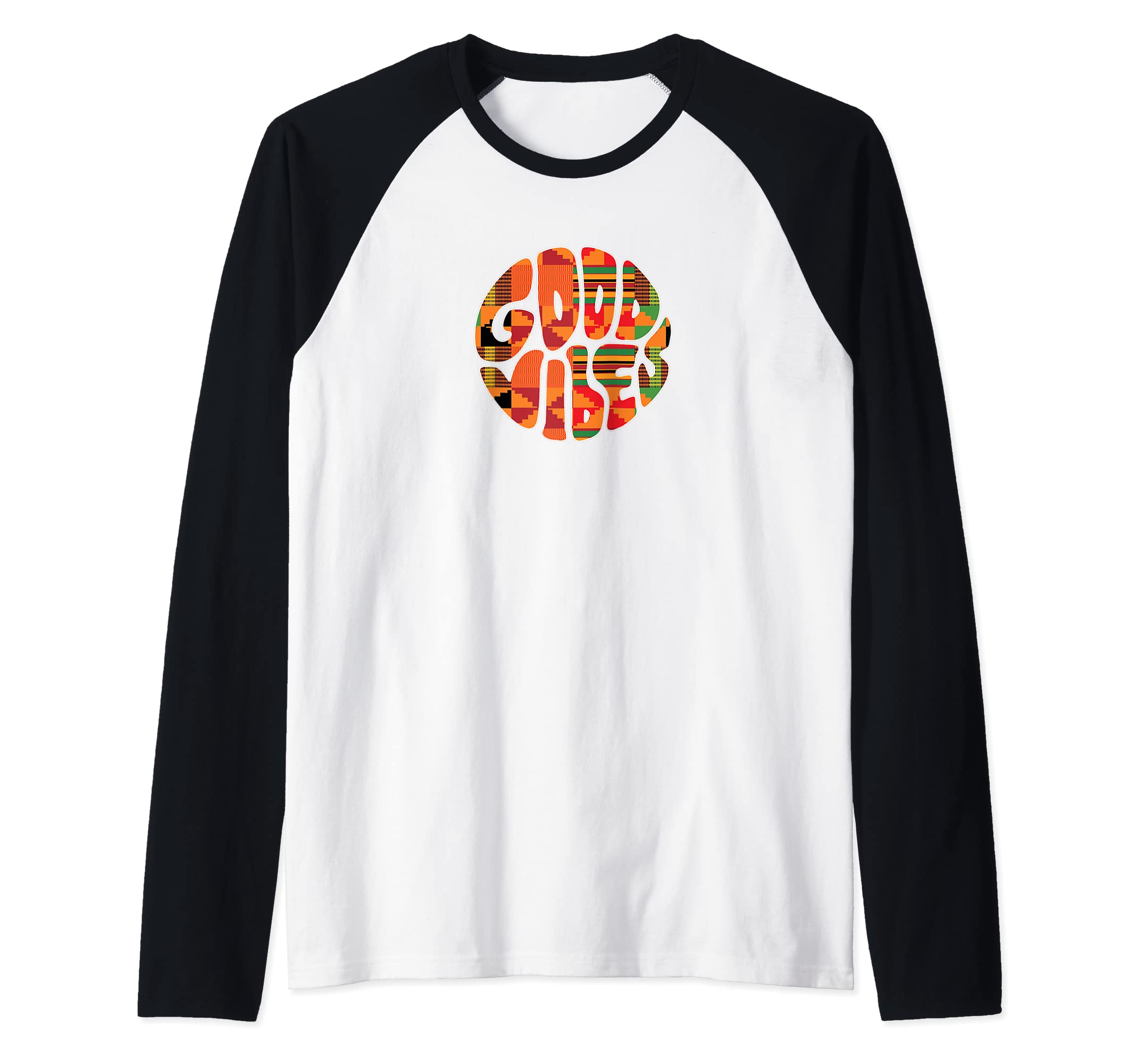 Good African Vibes, Kente Pattern, African Style Raglan Baseball Tee