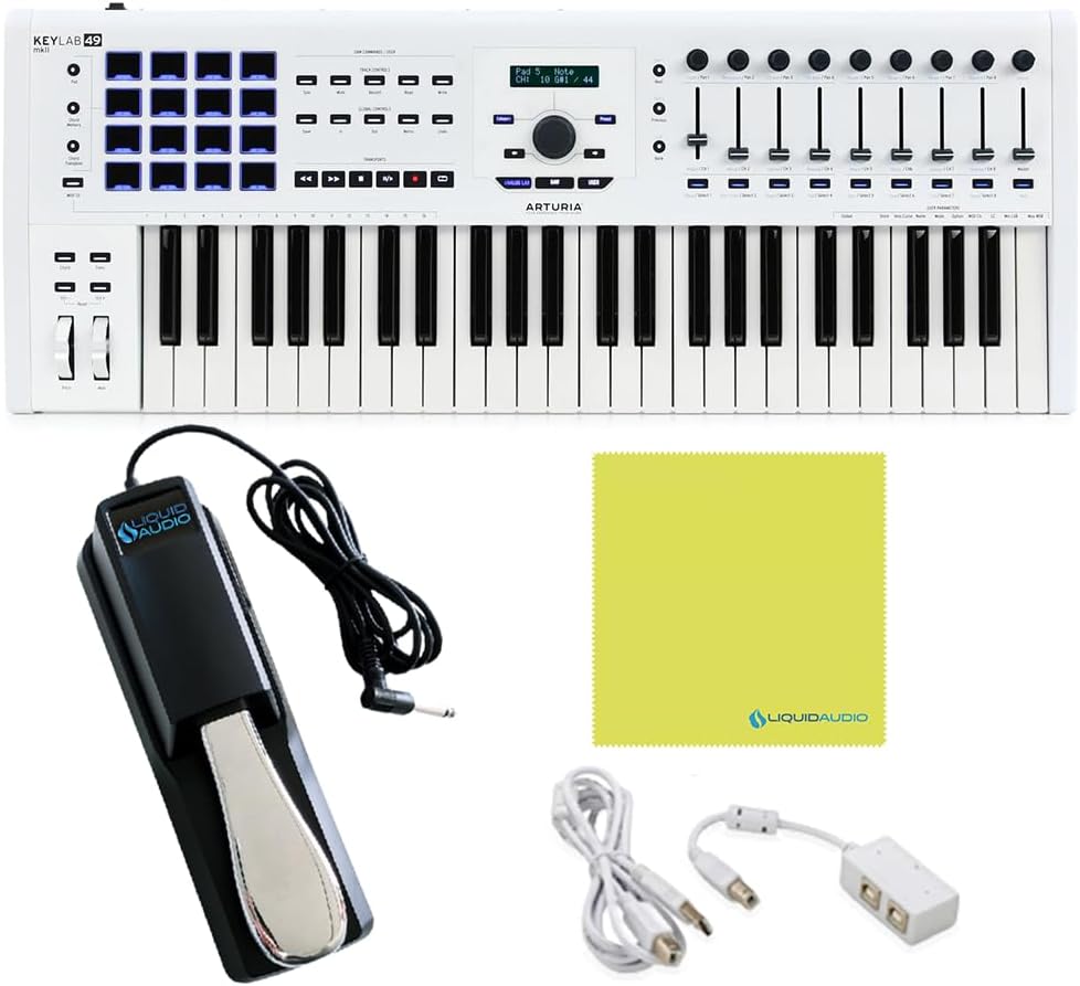 Arturia KeyLab 49 Key MIDI Keyboard MkII Semi Weighted MIDI Controller Bundle with