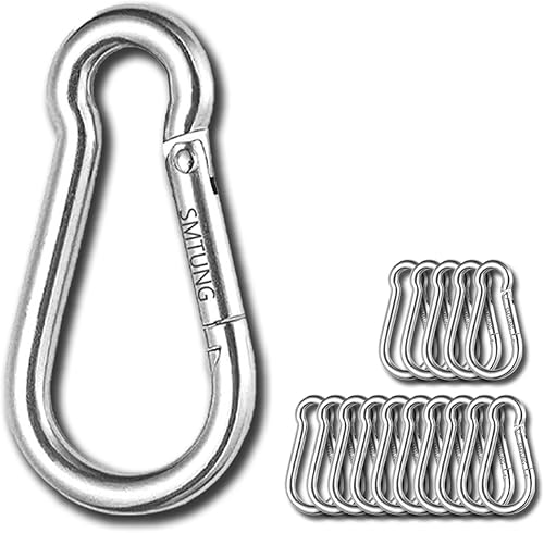 SMTUNG Mosquetón de resorte de acero inoxidable 304 Mosquetón multifuncional Mosquetón Camping Pesca Senderismo Viajar