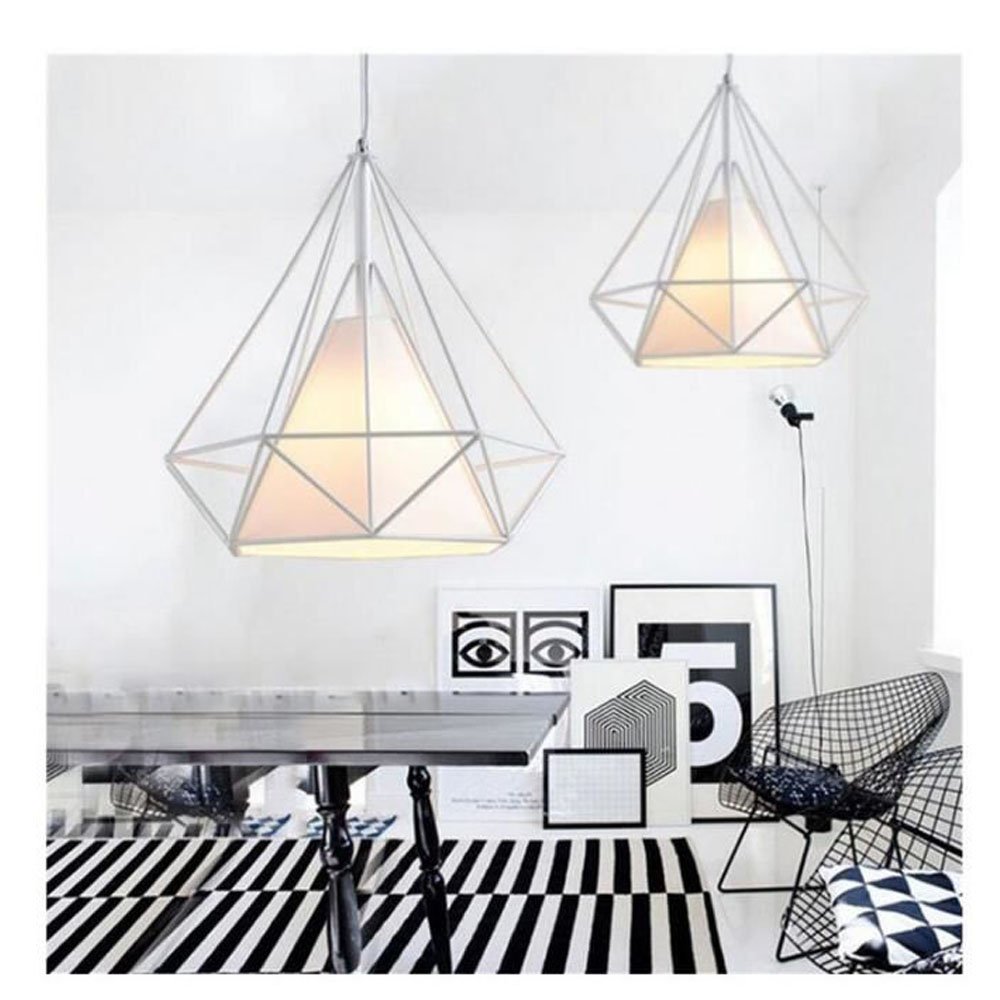STOEX Lampada A Sospensione Design Diamante Industriale, Ferro Battuto Rosso, Attacco E27, 25x25 Cm, Per Ristorante, Bar, Sala - 6