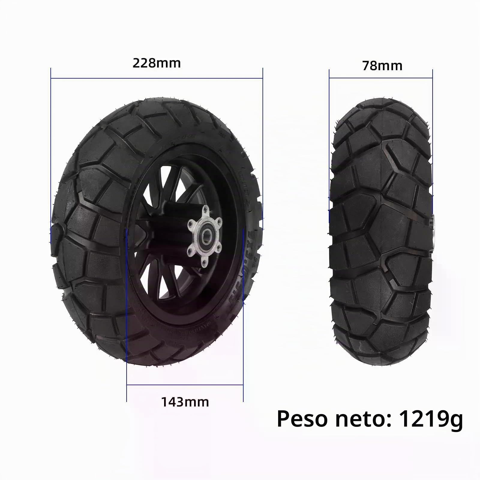 Rueda Delantera para Kukirin G2 Pro Patinete Eléctrico, 9x3,0-5,5 Repuesto de Neumático de Vacío, Antideflagrante, Antideslizante, 9x3.0-5.5 Kukirin G2 Pro Ruedas + Neumáticos sin Cámara