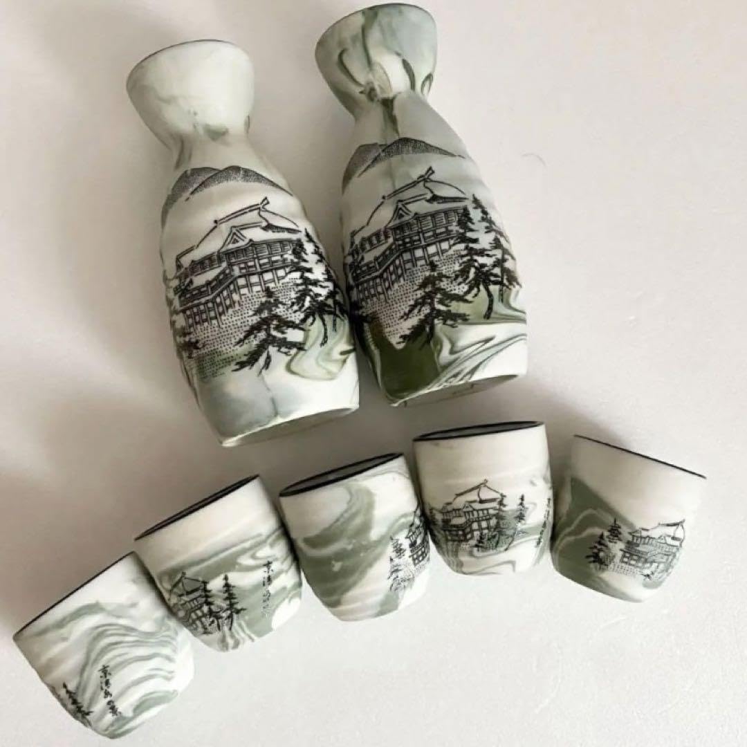 Amazon.co.jp: 酒器セット 京清水 お土産品 民芸品 京都清水寺の絵入り