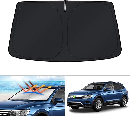 KUST Parasol para parabrisas Volkswagen VW Tiguan 2018-2023, plegable, bloquea los rayos UV, mantiene tu coche fresco