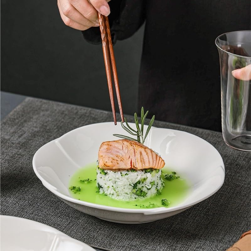Talerz obiadowy, talerze z kwiatowym wzorem, kreatywne głębokie do domu, zastawa stołowa do restauracji, ceramiczne talerze obiadowe do zupy można układać w stos