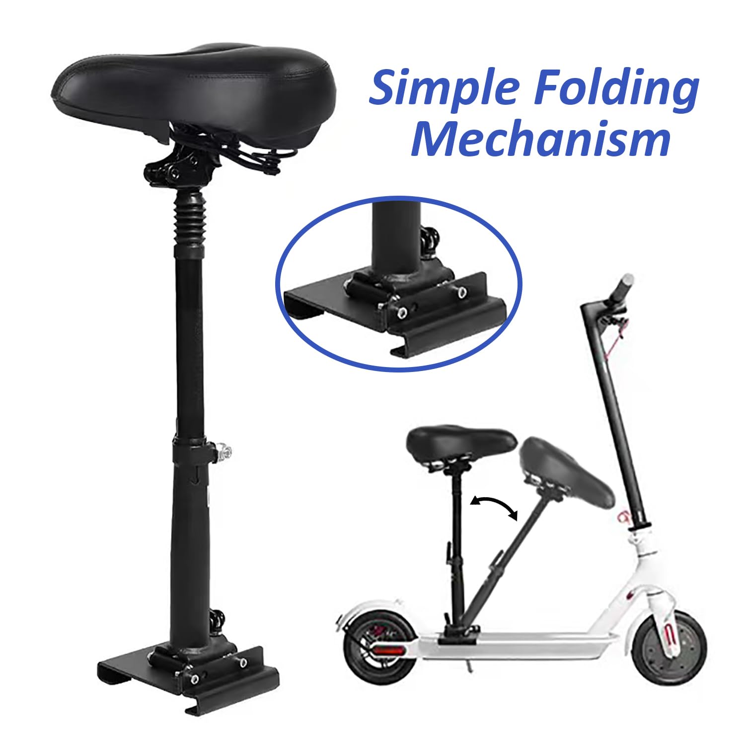 Elektrorollersitz für Erwachsene, E Scooter Sitz für 13cm-17cm, Universal Scootersitz Mit 40-58cm Höhenverstellung, Faltbarer Rollersitz, Sattel für Roller, Gewichtskapazität 100KG