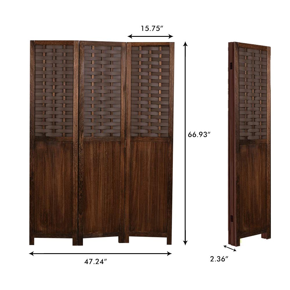 COZAYH 3 Panel 67” Paulownia Wood Screen Room Divider, Folding Room
