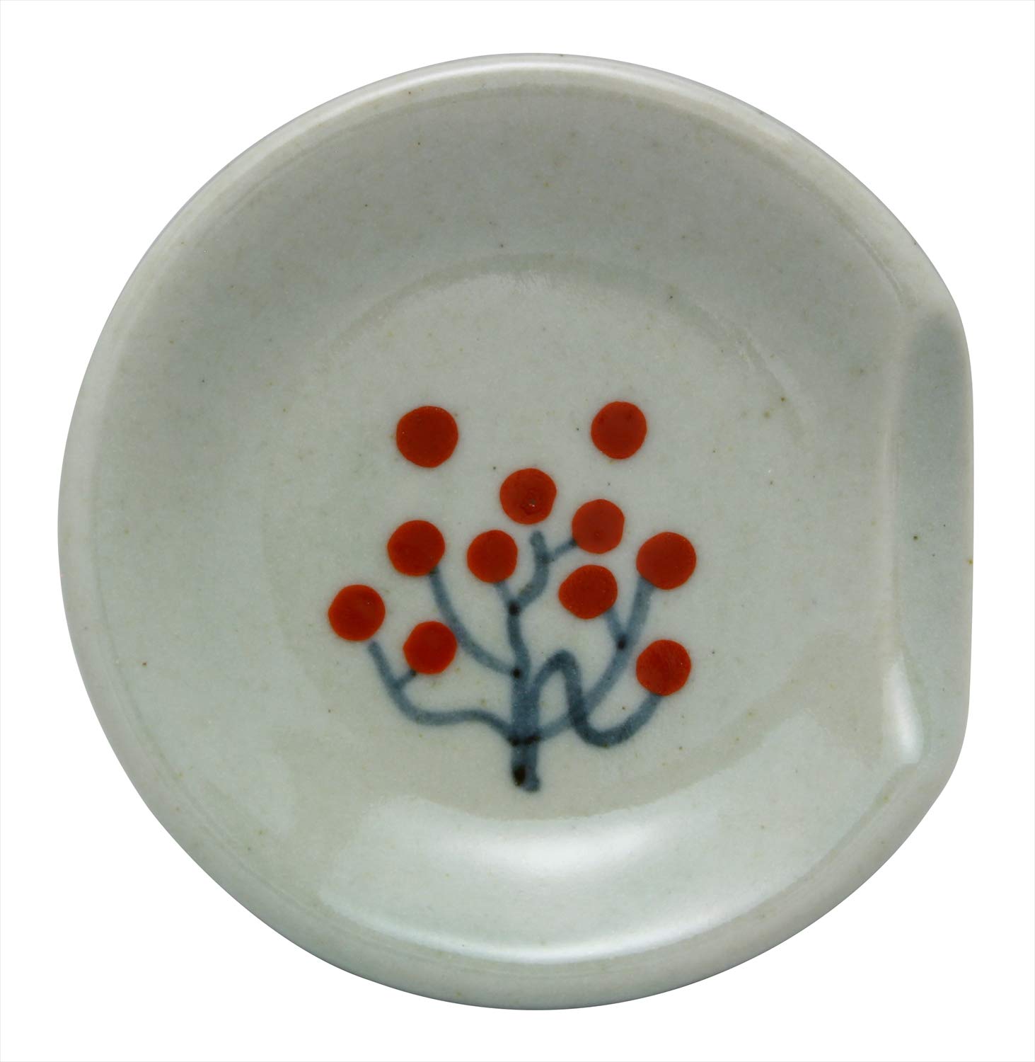 Aizu Hongo Ware Drunken Kiln Bean Plate Chopstick Red Persimmon