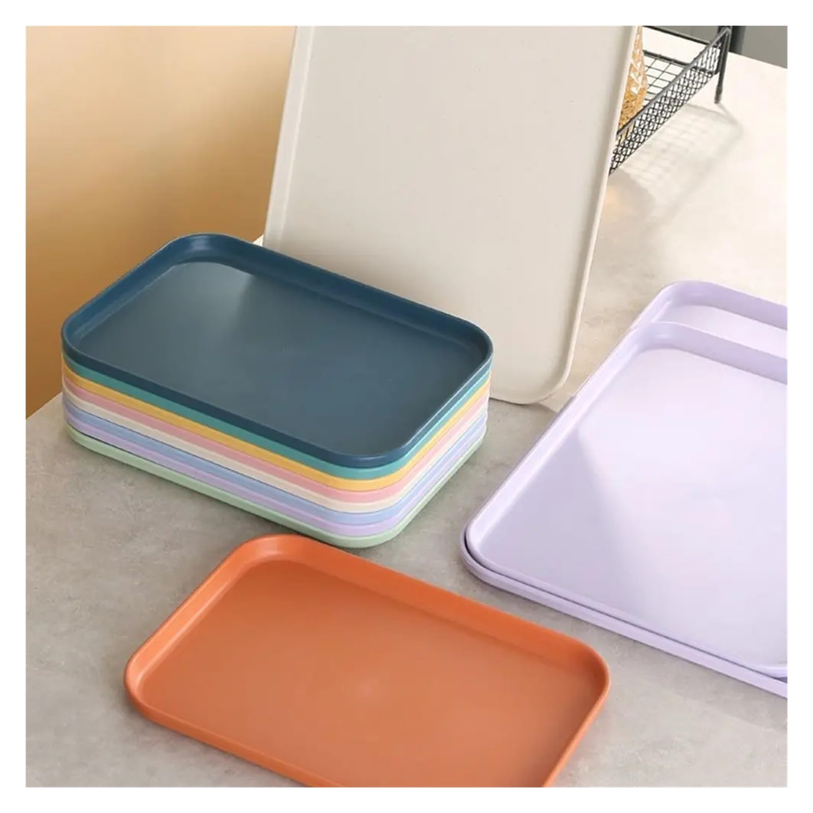 Bandeja de plástico para alimentos para panadería, bandeja rectangular para servir, bandeja de servicio de hotel, varios colores, ideal para pan, postres, catering y fiestas