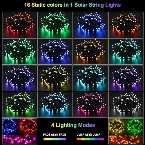 XEWEA Solar String Lights Outdoor, 40Ft 16 Colors 100 LED String Lights with 20 Modes Remote, Waterproof Solar Powered L - Additional View