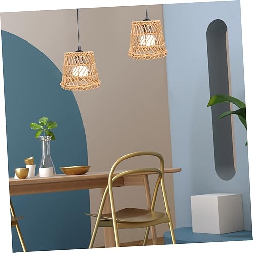 Miniatura 6 de DOITOOL Pantalla de ratán para oficina, lámpara de techo de ratán, aplique de pared de pastos marinos, cubierta de lámpara para el hogar, cubierta