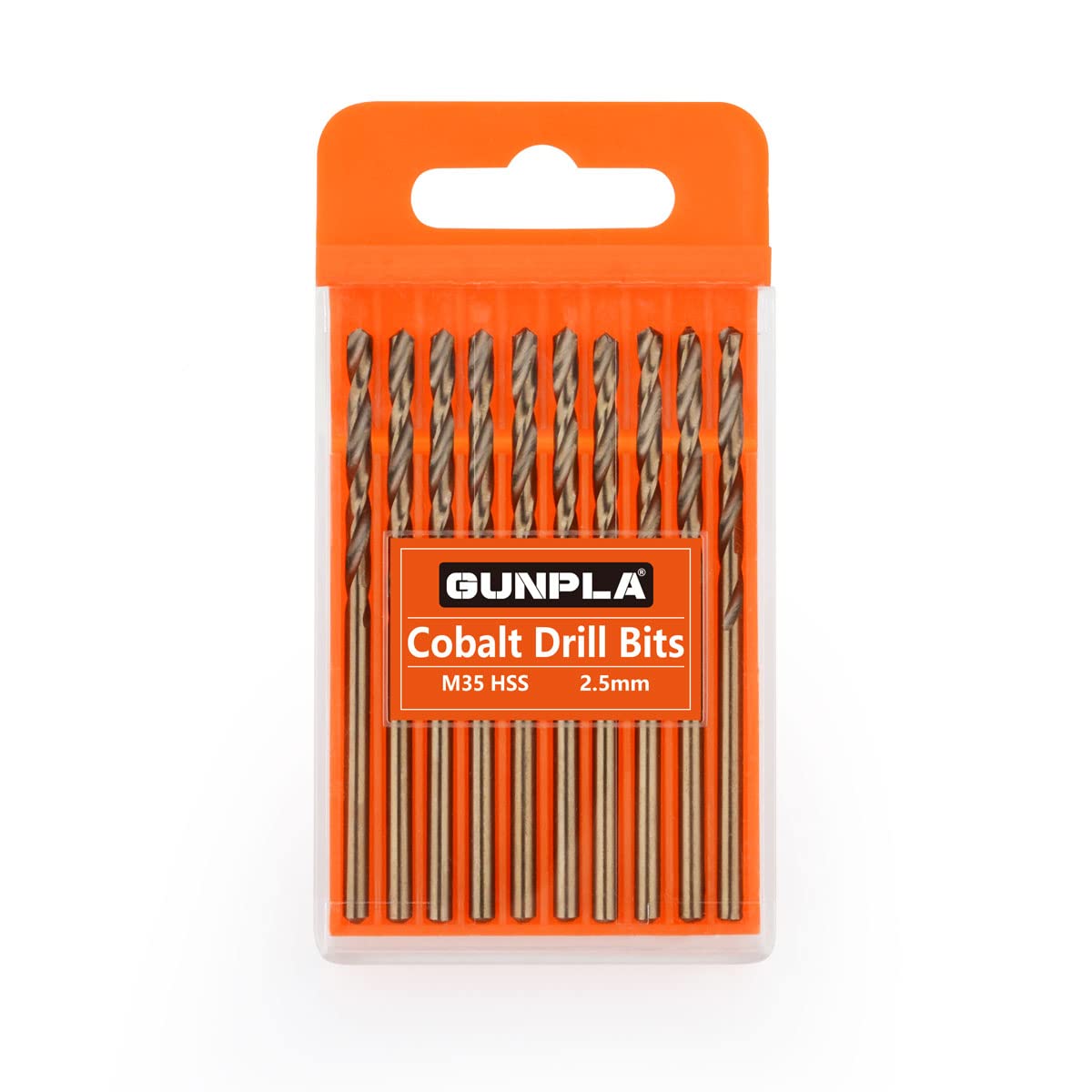 Gunpla 10 Piezas Juego de M35 HSS Brocas de Cobalto 2.5mm para Metal, Acero Inoxidable, Madera, Plástico y Hierro, Accesorios para Taladro Atornillador