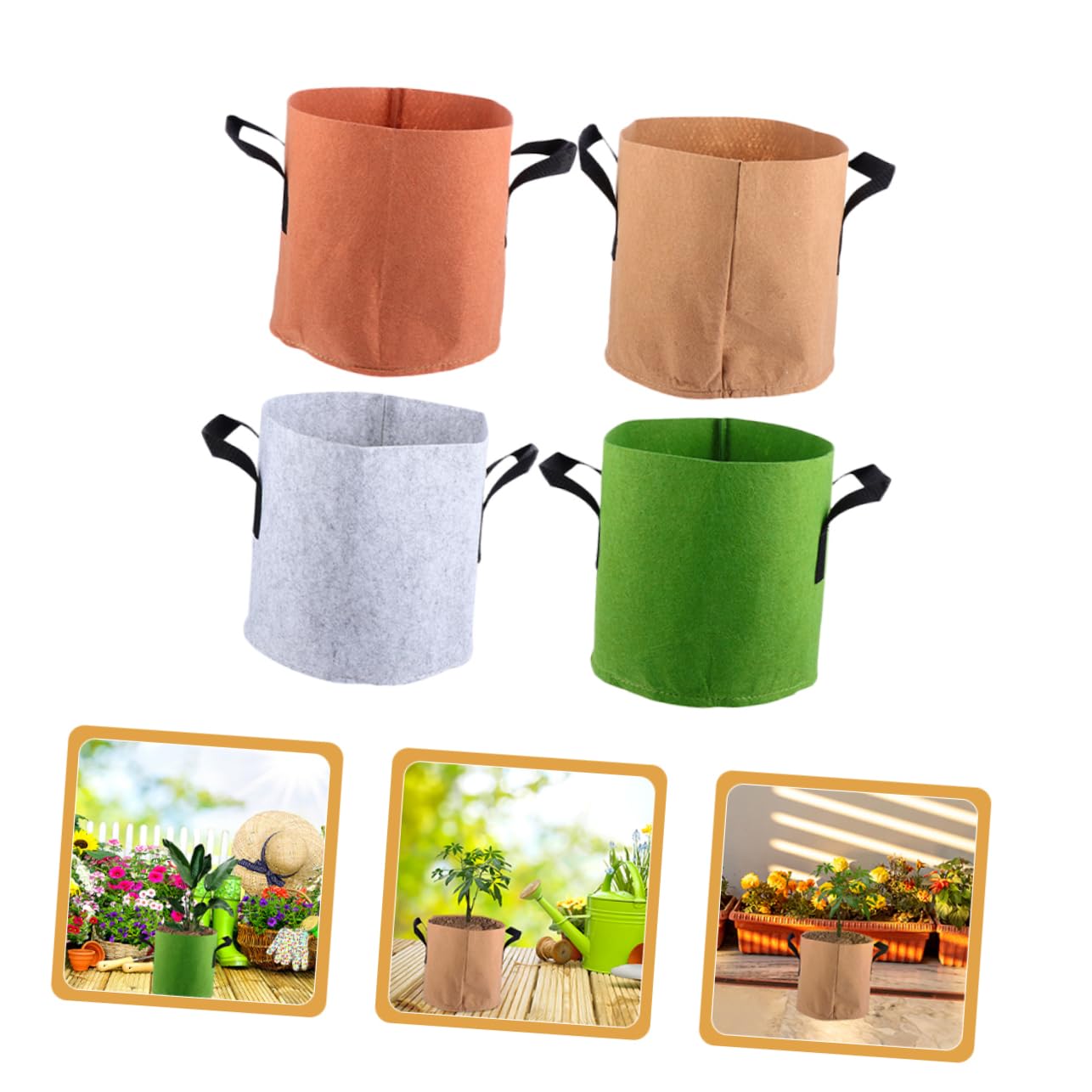 4 Bolsas De Cultivo De Plantas Patatas y Verduras 10 Galones Tela No Tejida Drenaje Transpirable