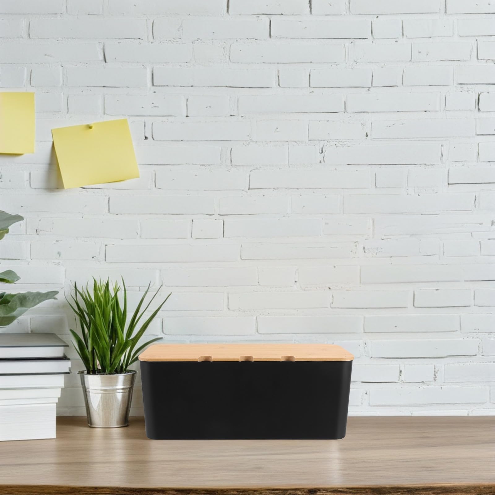 Caja de Gestión de Cables con Orificios, Plástico y Madera, Escritorio