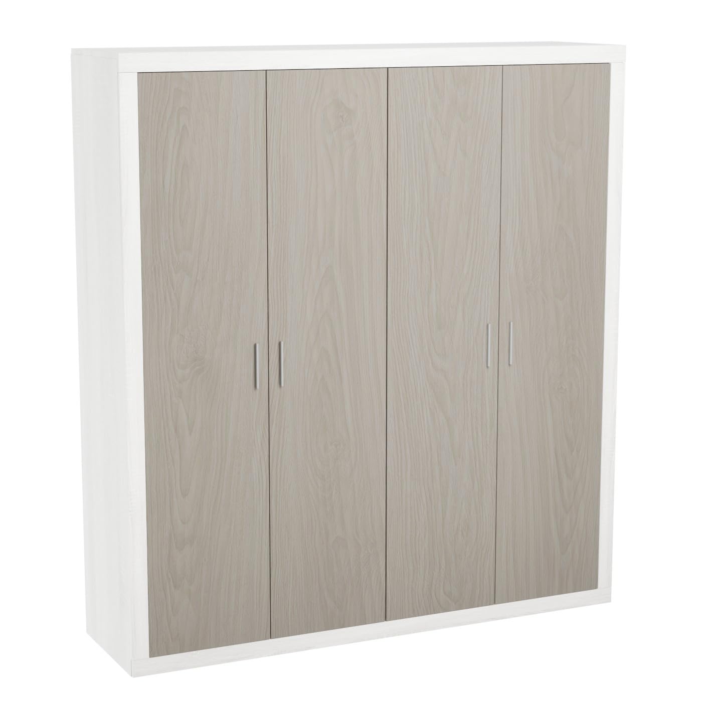 mattfy - Armario 4 Puertas Batientes con Altillo Modelo Victoria para Dormitorios de Matrimonio o Individuales, Color Andersen Pino - Gris, Medidas: 197 cm (Ancho) x 210 cm (Alto) x 48 cm (Fondo)