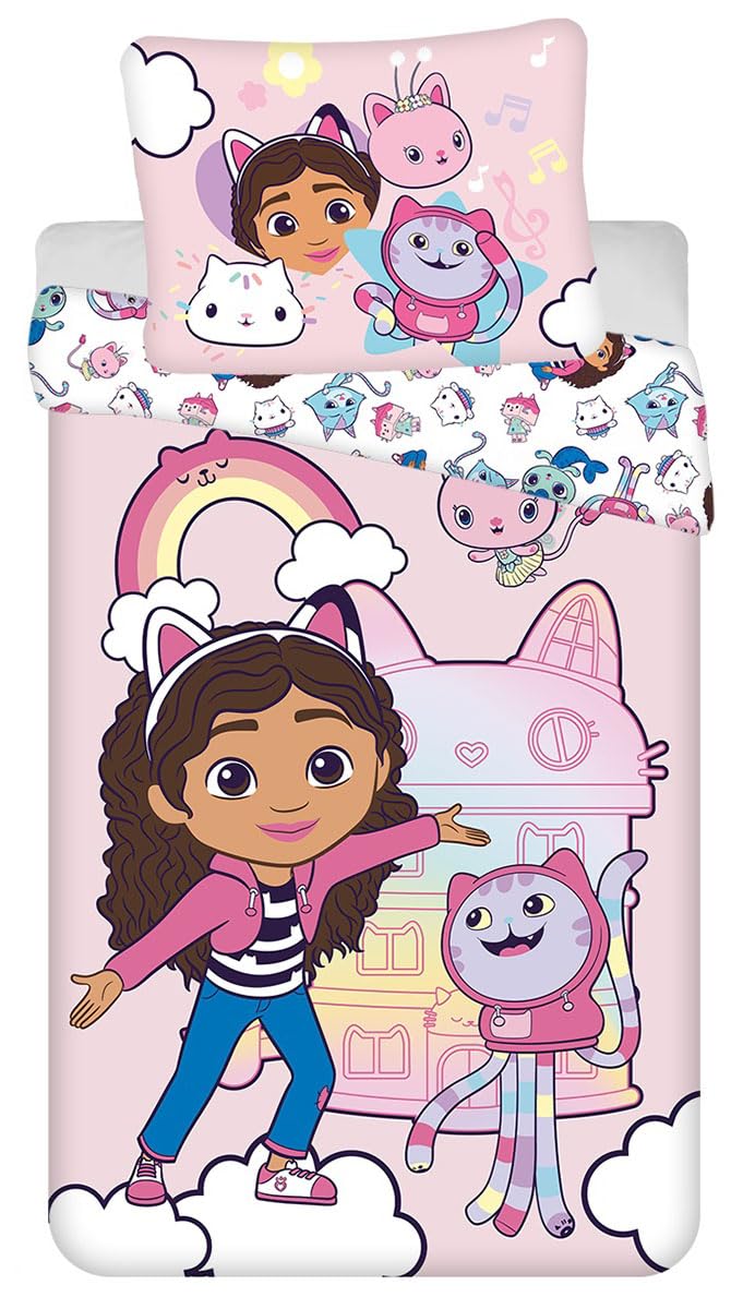 Parure Letto Aristogatti Per Neonati - Copripiumino 100x135 Cm E Federa 40x60 Cm, Rosa, 100% Cotone - Foto 3