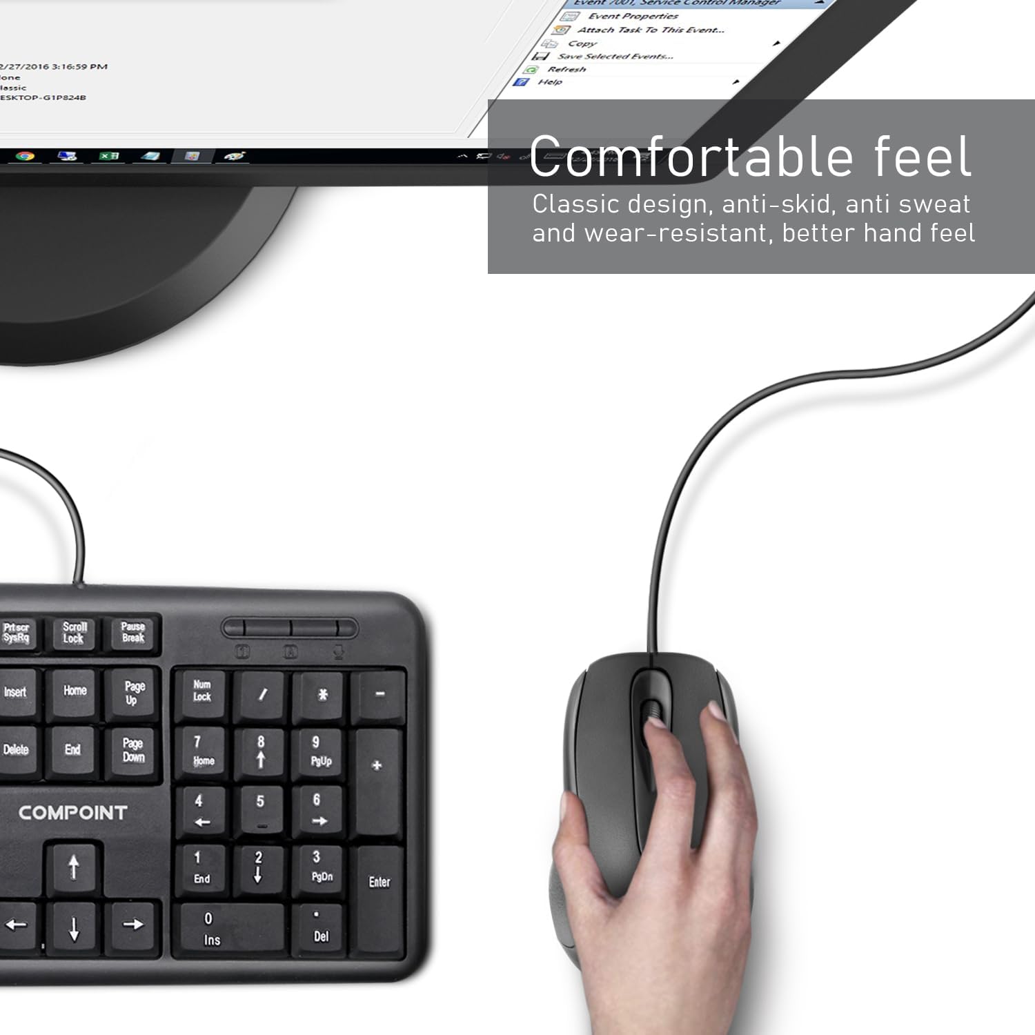 Dynamode Compoint Optical USB Gaming Mouse Ergonomic Design Mice. High-Performance Optical Mouse for Laptop, Pc, Computer, Mac